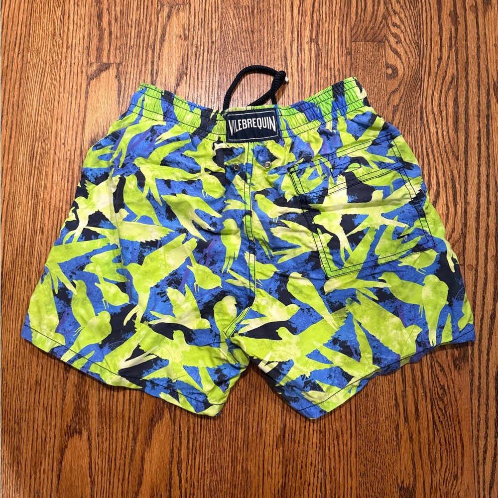 Vilebrequin Bright Lime Green and Royal Blue Swim Shorts